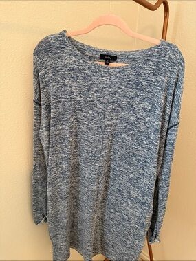 Very J Blue Heather Scoop-Neck Sweater Dress